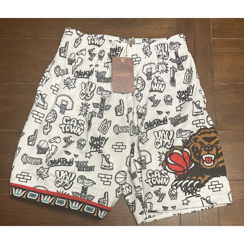 Men’s Sz M MITCHELL & NESS NBA DOODLE SWINGMAN SHORTS VANCOUVER GRIZZLIES NWT